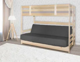 Кровать двухъярусная с диваном-кроватью Массив натуральный