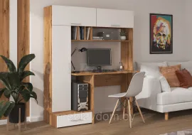 Компьютерный стол КС-05 - Белый / Дуб вотан (Рикко)