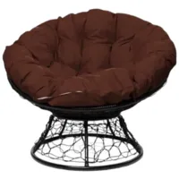 Садовое кресло M-Group Папасан / 12020415 (черный ротанг/какао подушка)