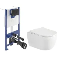 Унитаз подвесной Saniteco Rimless R-209W Villeroy Boch 92122870 921228AN (кнопка черная)
