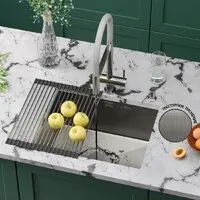 Кухонная мойка Roxen Uno 560210-54-GR сатин/текстурная (с ролл-матом и дозатором)