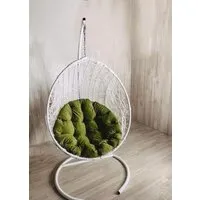 Подвесное кресло Craftmebel Кокон Капля Стандарт (белый/зеленый вельвет)