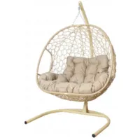 Подвесное кресло M-Group Для Двоих Home / 11820501 (бежевый ротанг/лен подушка)