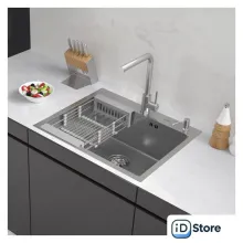 Кухонная мойка ARFEKA ECO AR мойка 600500, коландер, дозатор SATIN DECOR MILLET GRAINS