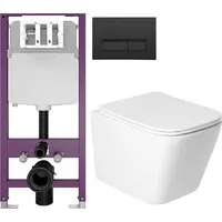 Унитаз подвесной Saniteco KW-9004W Triton Pro EVO815N (с кнопкой черный, матовый)