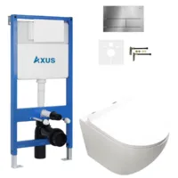 Унитаз подвесной с инсталляцией Axus 011D с унитазом Ligero 2318t и кнопкой 097TS