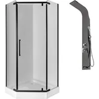 Душевой уголок Saniteco SN-1000BL-6 LYPA-4 (черный/панель черная глянцевая)