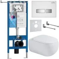 Унитаз подвесной Roxen Titan в комплекте с инсталляцией StounFix Dual Fresh 6 в 1 967209 (кнопка белая)