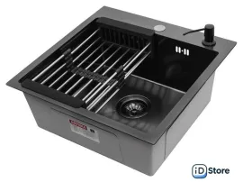 Кухонная мойка ARFEKA ECO AR мойка 500500, коландер, дозатор Black Decor