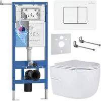 Унитаз подвесной Roxen Porto в комплекте с инсталляцией StounFix Dual Fresh 6 в 1 868535 (кнопка белый глянцевая)