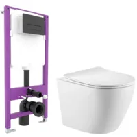 Унитаз подвесной с инсталляцией Triton Pro Verso VO-1832 Pro EVO815N Pro Evo (с кнопкой, черный, матовый)