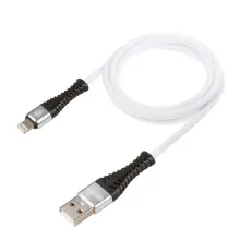 Кабель USB - Lightning 10W 2A SKYWAY в мягкой оплетке белый 1м