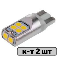 Автолампа диод T10 (W5W) 12/24V 10 SMD 1-конт биполярная Белая SKYWAY CAN BUS комп.2 шт габарит/стоп