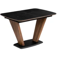 Обеденный стол Woodville Петир 120-160х80х75 / 532377 (черный мрамор/орех/черный)