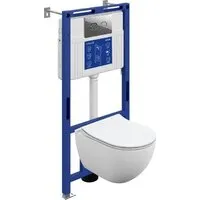 Унитаз подвесной Cersanit Brasko Smart DPL EO Slim Aqua 50 Prime P 69319 (с кнопкой Accento Circle хром глянцевый)