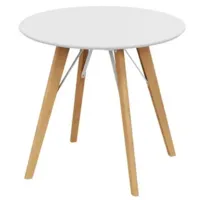 Кухонный стол Трия Колумбия Тип 1 / Б-271 (белый матовый/металл белый/натуральное дерево)