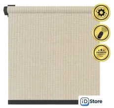 Рулонная электроштора НеоФьюжен Эден 250 150х250 левая (серый лен, черная фурнитура)