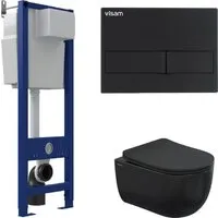 Унитаз подвесной Berges Wasserhaus Ventas Black Rimless Visam Slim 525 EX-043324 (с сиденьем)