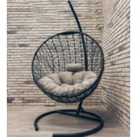 Кресло подвесное Craftmebel Кокон Круглый стандарт (черный/бежевый)
