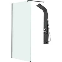 Душевая стенка Saniteco Walk-In SN-W8TB100 LYPA-3 (черный/панель черная матовая)