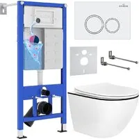 Унитаз подвесной Roxen Antares Black в комплекте с инсталляцией StounFix Dual Fresh 6 в 1 964631 (кнопка белый глянец)