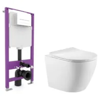 Унитаз подвесной с инсталляцией Triton Pro Tornado Verso TR-VO-1832 Pro EVO815N Pro EVO (с сиденьем, с кнопкой, белый, матовый)