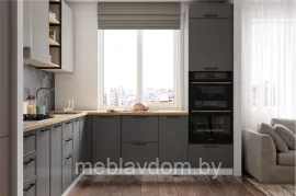 Кухня угловая Мелисса/Марта 4.2х2.6м - Бежевый Скин/Графит Скин (ДСВ Мебель)