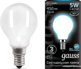 Светодиодная лампочка Gauss Filament Globe Opal E14 5W 4100K 105201205