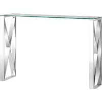 Консольный стол Stool Group Кросс 115x30 (стекло/сталь/серебристый)