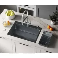 Кухонная мойка Roxen Simple 560220-70B PVD графит (с коландером и дозатором)