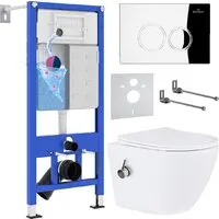 Унитаз подвесной Roxen Antares Bidet в комплекте с инсталляцией StounFix Dual Fresh 6 в 1 926249 (кнопка хром глянец)