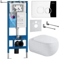 Унитаз подвесной Roxen Titan в комплекте с инсталляцией StounFix Dual Fresh 6 в 1 967212 (кнопка хром)