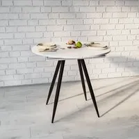 Кухонный стол ВВР Элип (дуб крафт белый/черный конус, ЛДСП)