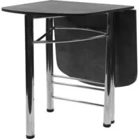 Кухонный стол ВВР Пристенный (камень темный/хром, ЛДСП)