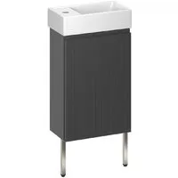 Мебель для ванных комнат Wellsee Тумба под умывальник 3 в 1 WC Area 221802004 (тумба/матовый темно-серый, раковина/глянцевый белый, ножки/нержавеющая сталь)