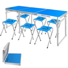 Стол туристический Bison усиленный С-6-60x180 BL (синий) 6 стульев