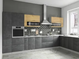 Кухня угловая Лофт 3.8х2.2м - Дуб цикорий/Бетон темный (ДСВ Мебель)