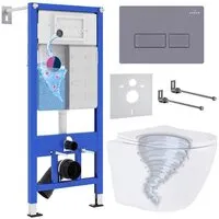 Унитаз подвесной Roxen Antares Tornado в комплекте с инсталляцией StounFix Dual Fresh 6 в 1 968330 (кнопка серый бетон)