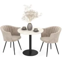 Обеденная группа Sheffilton SHT-DS316 (дуб беленый/черный муар/милк ЛДСП/шенилловая рогожка)