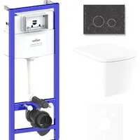 Унитаз подвесной Lavinia Boho Relfix Aveo Rimless 6 в 1 75110253 (greek black иск. камень)