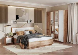 Спальня Орегон (Комплект 1) - Дуб Крафт табачный/Белый Супермат