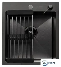 Кухонная мойка ARFEKA Eco AR мойка 450500, коландер, дозатор Black Decor