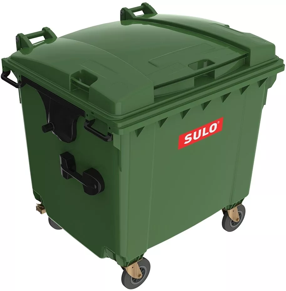 Контейнер для отходов пластиковый SULO 1100л с плоской крышкой зелный