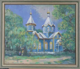 Картина "Церковь. Выдранка" ДВП/акрил, в багетной рамке, размер 4655
