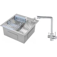 Кухонная мойка Saniteco 4848 X-Joy S F85B05700 (с сифоном, дозатором и коландером)