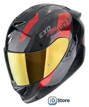 Мотошлем Scorpion Exo Exo-1400 Evo II Carbon Air Platted (р. M, карбон/красный)