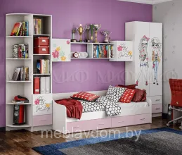 Набор мебели для детской Вега FASHION (Комплект 2 - Белый / Розовый (МИФ)