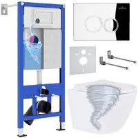 Унитаз подвесной Roxen Antares Tornado в комплекте с инсталляцией StounFix Dual Fresh 6 в 1 968340 (кнопка хром глянцевый)