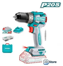 Дрель-шуруповерт Total TDLI20602 (с 2-мя АКБ, кейс, оснастка)