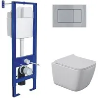 Унитаз подвесной Berges Wasserhaus Quattro S Rimless 043364 (с сиденьем и кнопкой смыва)